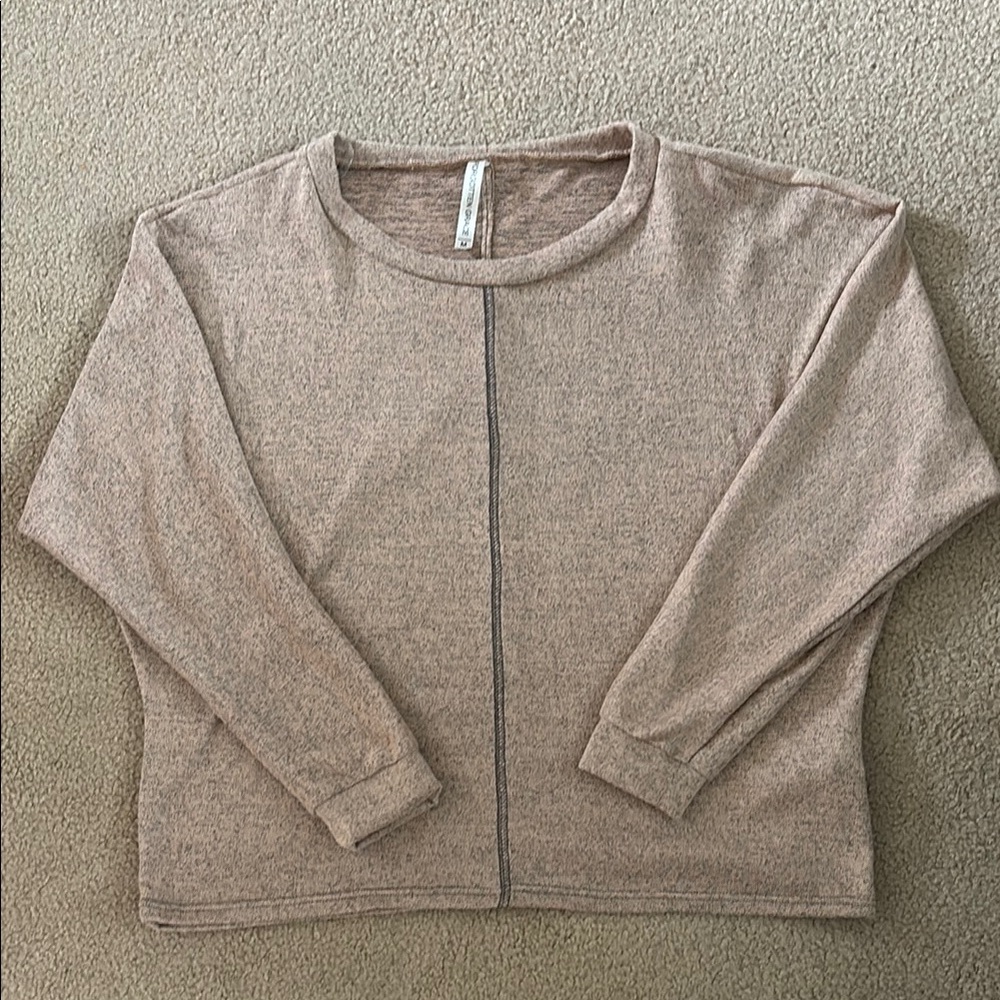 NWOT Tan/Pink Long Sleeve Top